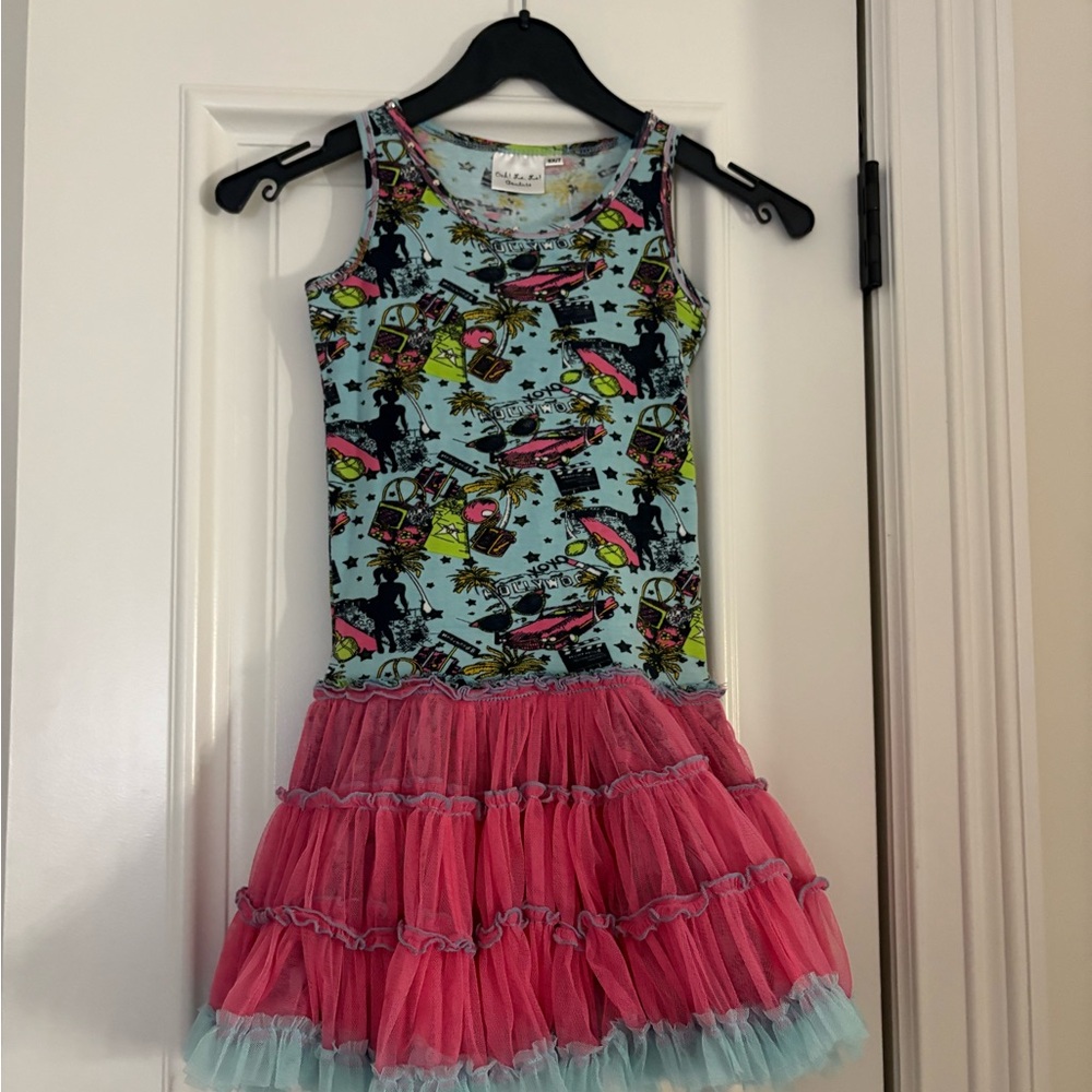Ooh! La, La! Couture Alien Print Dress with Pink and Blue Layers